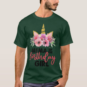 Mema Of The Birthday Girl Mother Gift Unicorn Birt T-Shirt