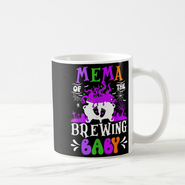 Mema Of The Brewing Baby Grandma To Be Halloween  Coffee Mug (Right)