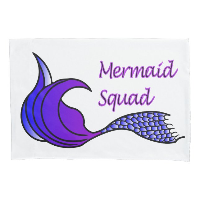 Memaid Squad with purple mermaid tail pillow case (Front)