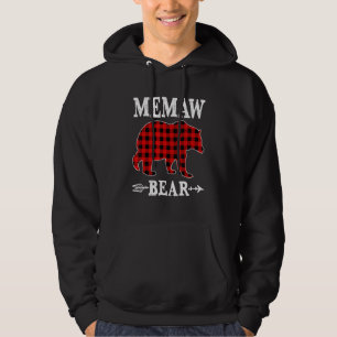 Memaw Bear Christmas Pajama Red Plaid Buffalo Fami Hoodie