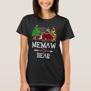 Memaw Bear Christmas Pajama Red Plaid Buffalo Fami T-Shirt