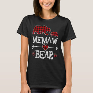 Memaw Bear Christmas Pajama Red Plaid Buffalo Fami T-Shirt