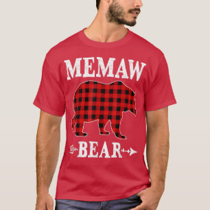 Memaw Bear Christmas Pajama Red Plaid Buffalo Fami T-Shirt
