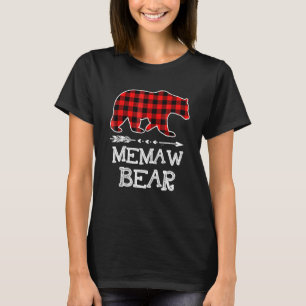 Memaw Bear Matching Family Christmas Bear Red Plai T-Shirt