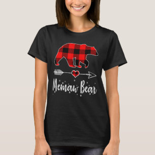 Memaw Bear Red Plaid Christmas Pajama Family T-Shirt