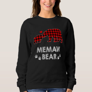 Memaw Bear Women Red Plaid Christmas Pajama Family Sweatshirt