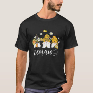 Memaw Grandma Women Cute Gnomes with Bees Sunflowe T-Shirt