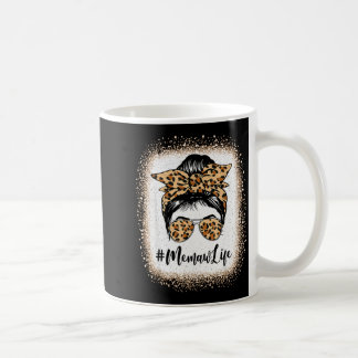 Memaw life bleached leopard messy bun mother's day coffee mug
