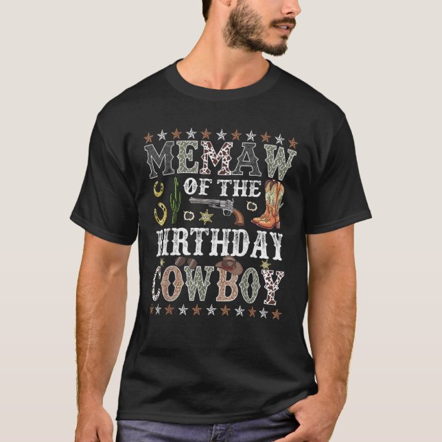 Memaw Of The Birthday Cowboy Rodeo Memaw  T-Shirt (Front)