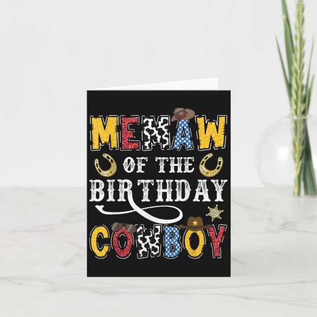 Memaw Of The Birthday Cowboy Western Rodeo Memaw  Card (Front)