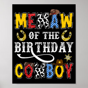 Memaw Of The Birthday Cowboy Western Rodeo Memaw  Poster