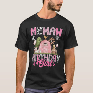 Memaw Of The Birthday Girl 1St Birthday Pink Cow F T-Shirt