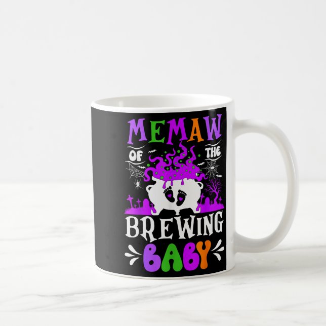Memaw Of The Brewing Baby Grandma To Be Halloween  Coffee Mug (Right)
