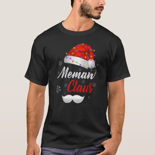 Memaw Santa Claus Hat Light Snow Family Santa Chri T-Shirt (Front)
