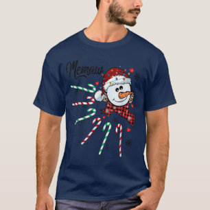 Memaw Snowman Candy Cane Christmas Xmas Funny 713 T-Shirt