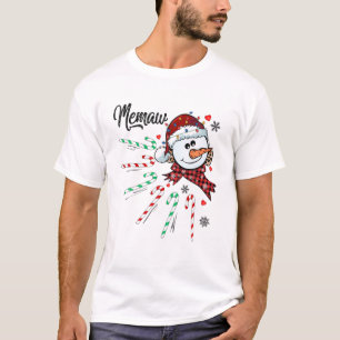 Memaw Snowman Candy Cane Christmas Xmas Funny T-Shirt