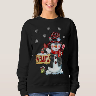 Memaw Snowman Christmas Candy Cane Red Plaid Santa Sweatshirt