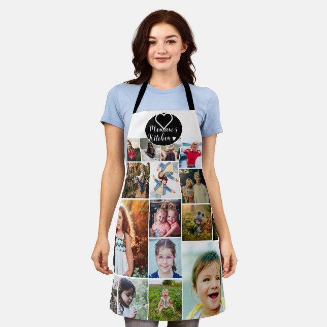 Memaw's Kitchen Quote Cute Grandkids Photo Collage Apron (Worn)