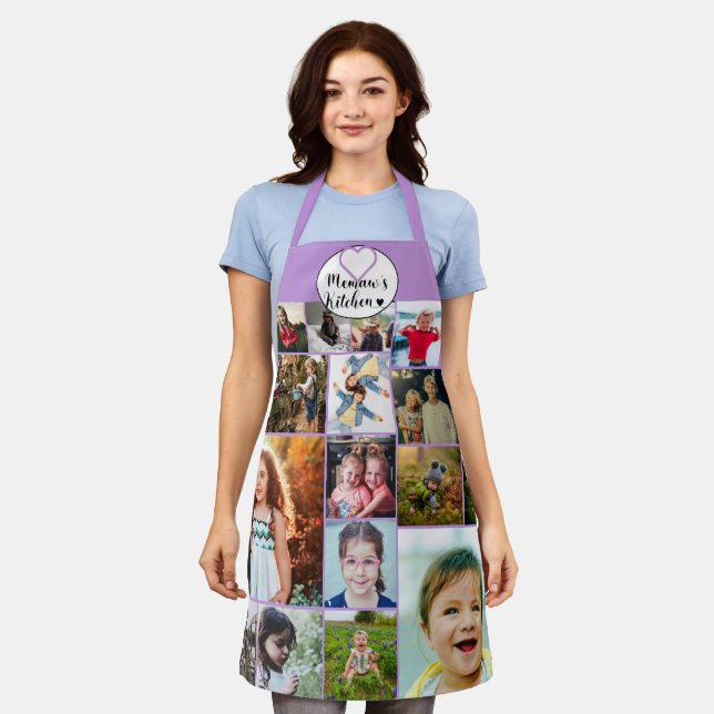 Memaw's Kitchen Quote Cute Grandkids Photo Collage Apron (Worn)