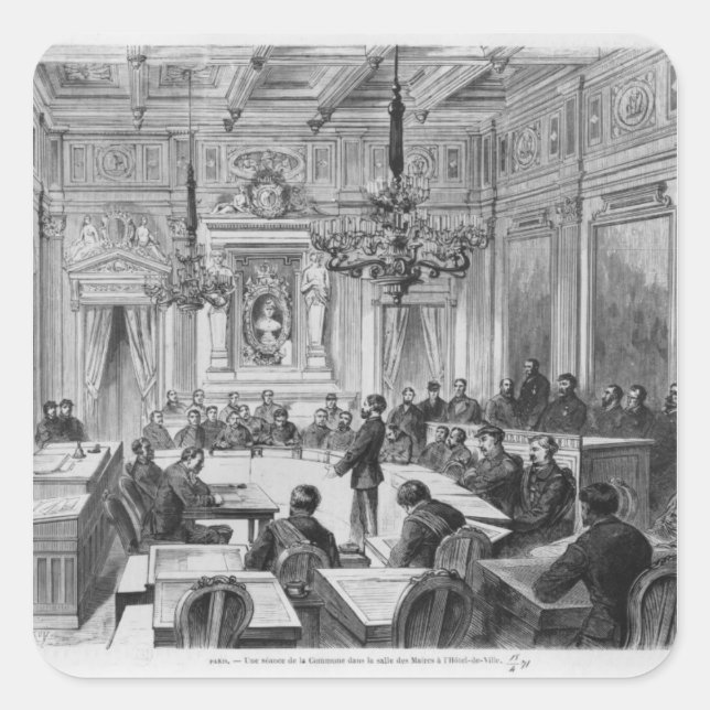 Members of the Commune in session Square Sticker (Front)