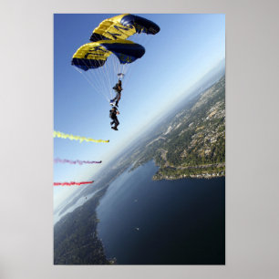 Members of the US Navy Parachute Team Poster