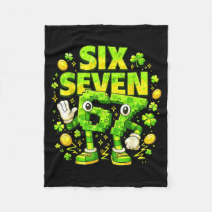 Meme 67 six seven 6 7 bruh st patrick's day irish fleece blanket