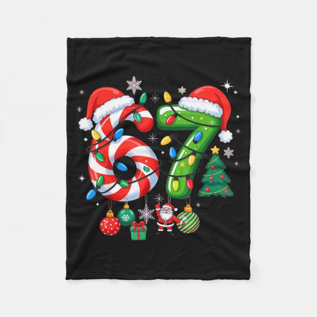 Meme 6 7 Christmas Matching Outfit Six Seven Trend Fleece Blanket (Front)