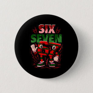 Meme 6 7 Six Seven Italian Brainrot Christmas Red  Cm Round Badge