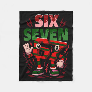 Meme 6 7 Six Seven Italian Brainrot Christmas Red Fleece Blanket