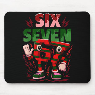 Meme 6 7 Six Seven Italian Brainrot Christmas Red  Mouse Mat