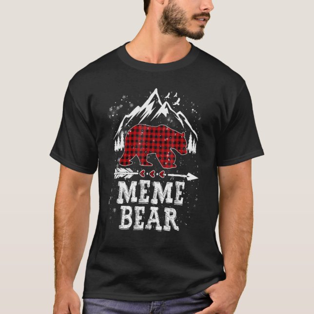 Meme Bear Christmas Pajama Plaid Buffalo Family T-Shirt (Front)