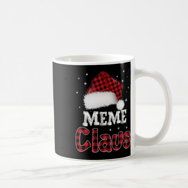 Meme Claus Christmas Red Plaid Pajama Family Match Coffee Mug (Right)