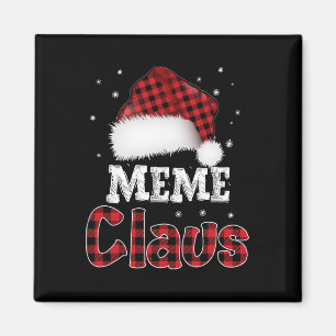 Meme Claus Christmas Red Plaid Pajama Family Match Magnet