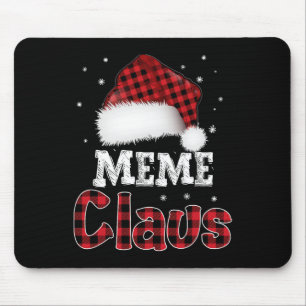 Meme Claus Christmas Red Plaid Pajama Family Match Mouse Mat