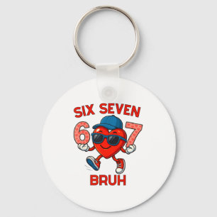 Meme Funny 67 Six Seven Bruh Heart Valentines Men  Key Ring