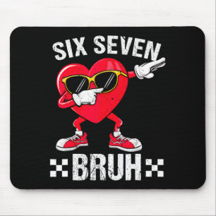 Meme Funny 67 Six Seven Bruh Heart Valentines Men  Mouse Mat