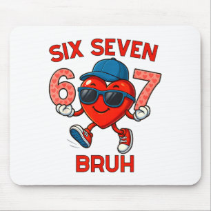 Meme Funny 67 Six Seven Bruh Heart Valentines Men Mouse Mat