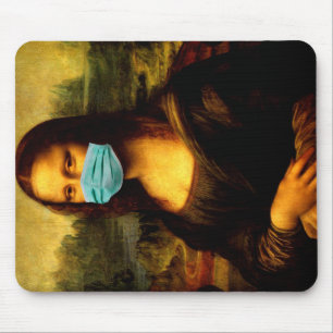 Meme Funny. Mask for face. Mona Lisa in quarantine Mouse Mat