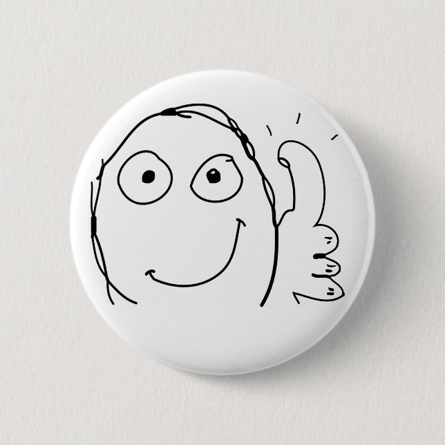 Meme happy thumbs up 6 cm round badge (Front)