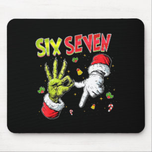 Meme Number 67 Bro Slang Six Seven Christmas Hand Mouse Mat