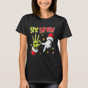 Meme Number 67 Bro Slang Six Seven Christmas Hand T-Shirt