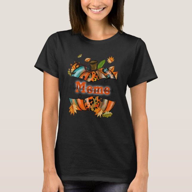 Meme Pumpkin Leopard Meme Thankful Grateful Blesse T-Shirt (Front)