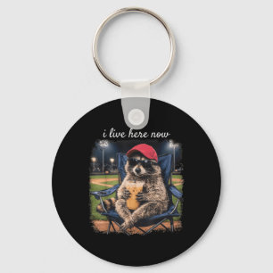 Meme Racoon Live Here Ballfield Baseball Field Key Ring