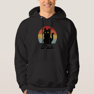 Meme saying Bruh with Vintage Cat Brother Boys Men Hoodie