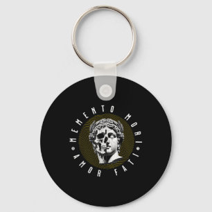 Memento Mori Amor Fati Skull Stoicism Quote Key Ring