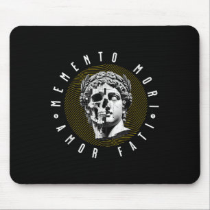 Memento Mori Amor Fati Skull Stoicism Quote Mouse Mat
