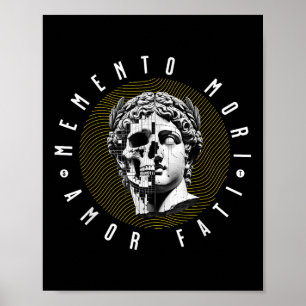 Memento Mori Amor Fati Skull Stoicism Quote Poster