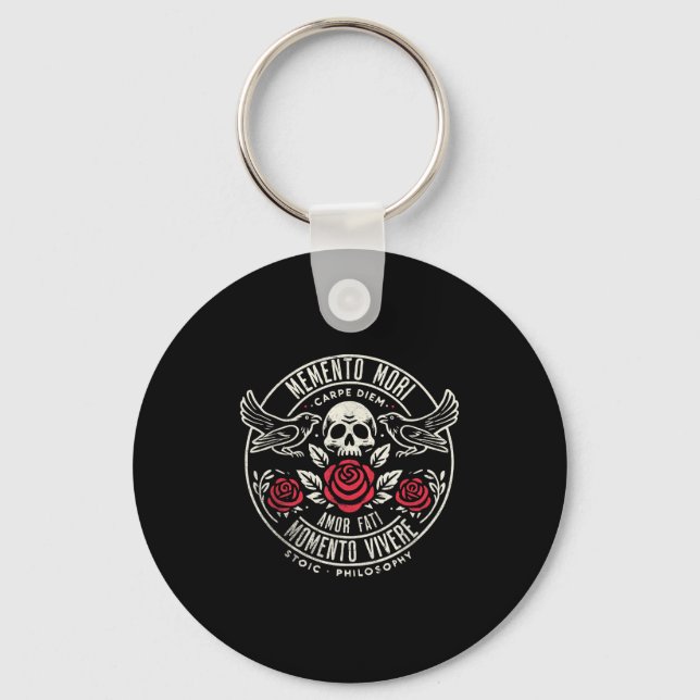 Memento Mori, Amor Fati, Stoic Quote Philosophy  Key Ring (Front)