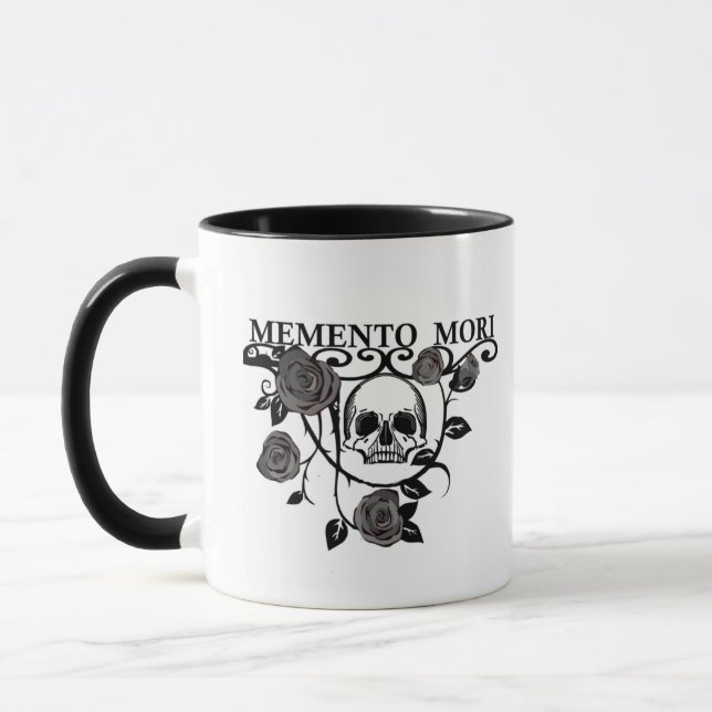 Memento mori black roses mug (Left)