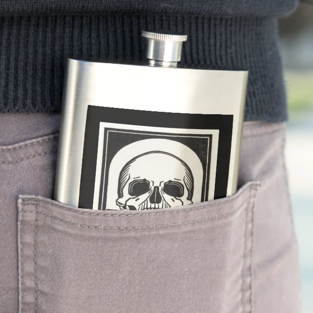 Memento mori Black Skeleton by Julie de Graag Hip Flask (In Situ)